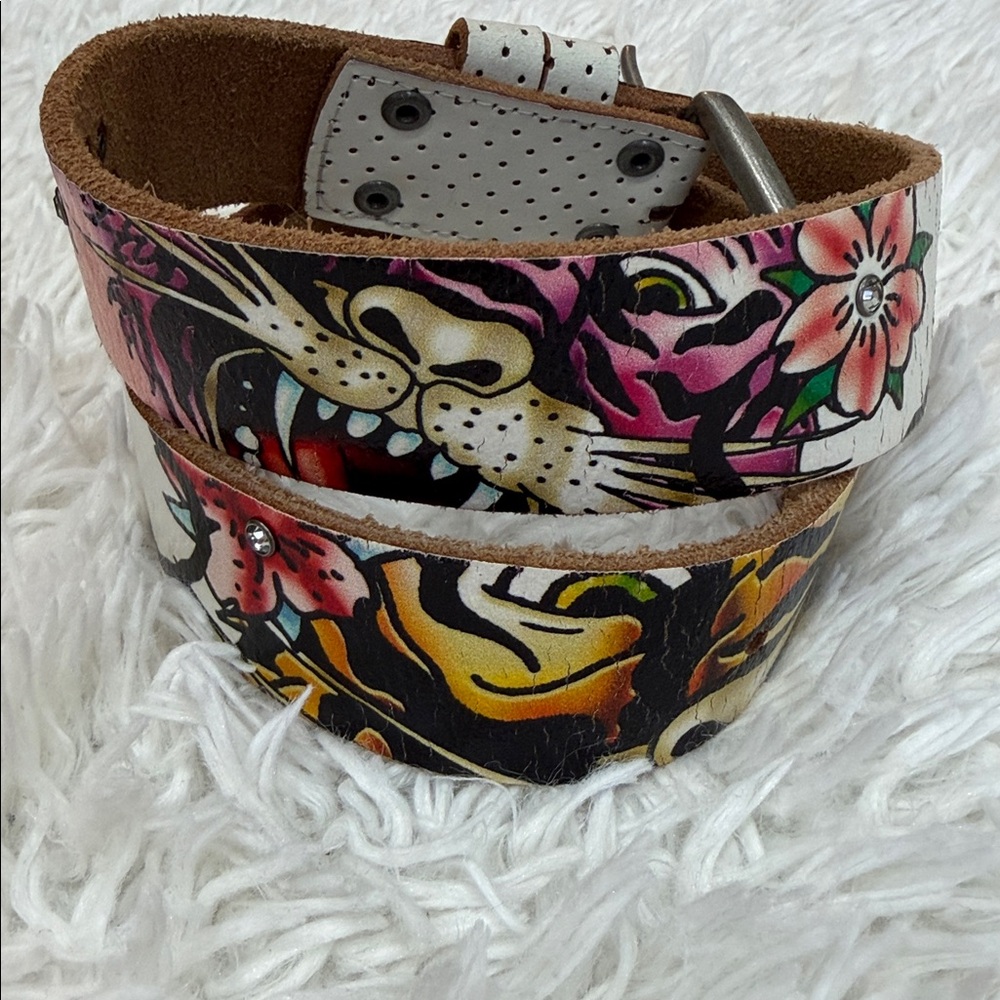 Ed Hardy Crystal Stud Tattoo Belt Size Small